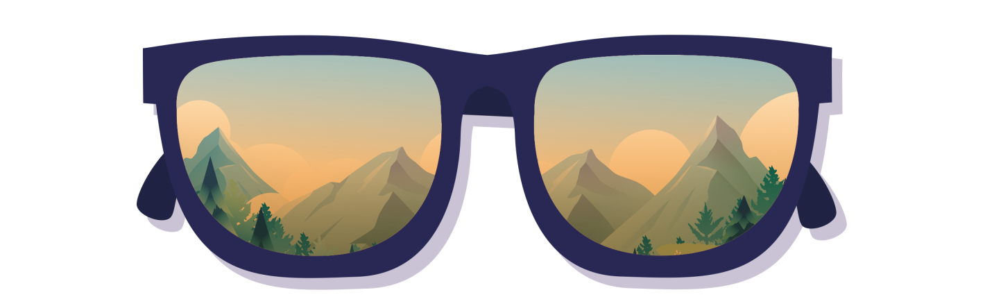 Sonnenbrille mit Berglandschaft